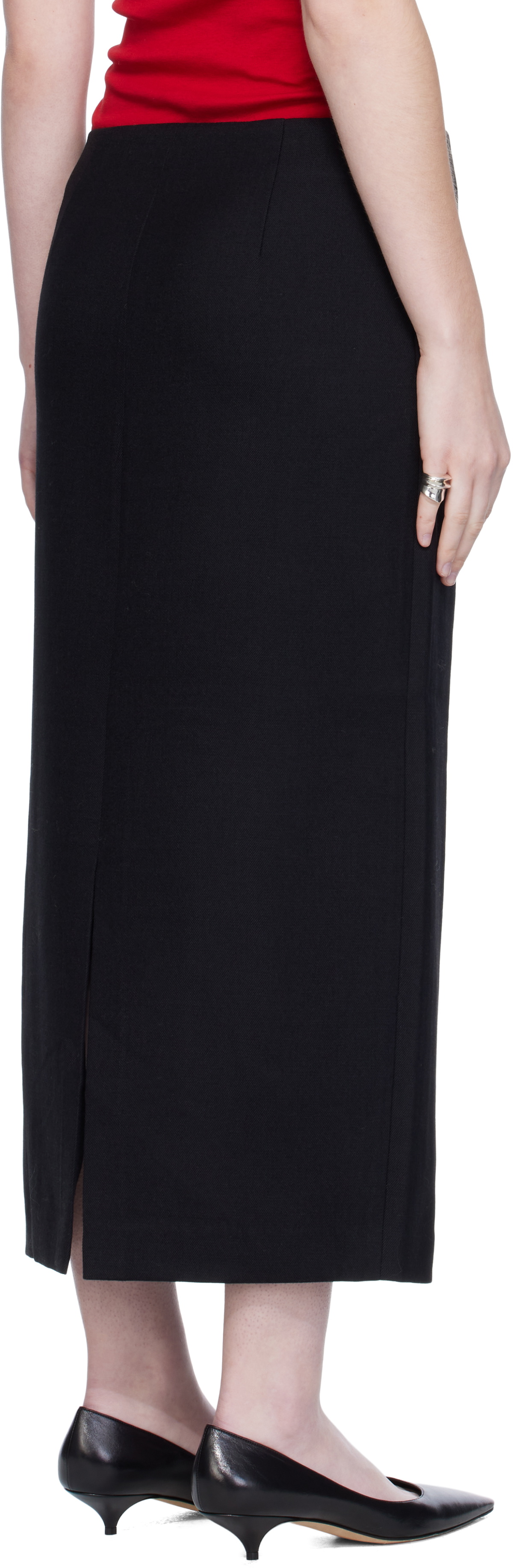 Arch The Black Silk Simple Maxi Skirt