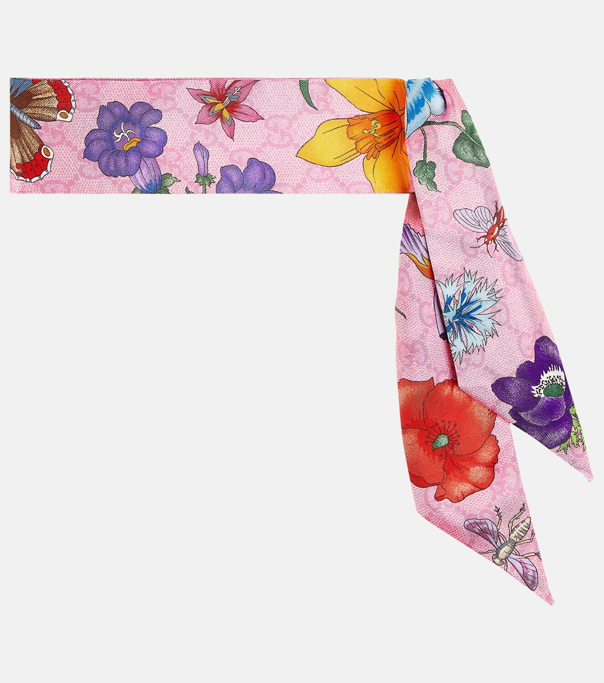 Floral-print silk-twill scarf
