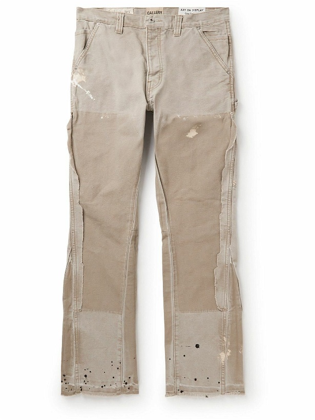 Photo: Gallery Dept. - La Flare Carpenter Slim-Fit Distressed Paint-Splattered Jeans - Gray