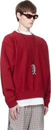 Hed Mayner Red Embroidered-Logo Sweatshirt