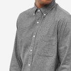 Beams Plus Men's Button Down Solid Flannel Shirt in Grey