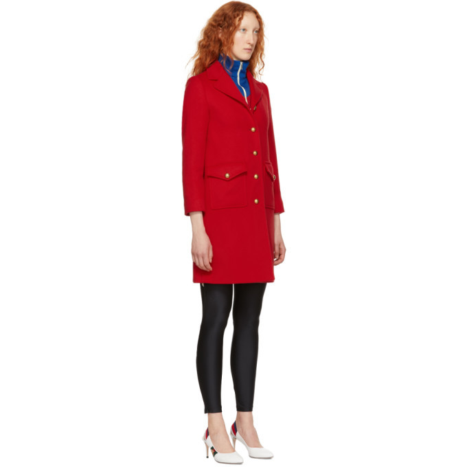 Gucci Red Classic GG Wool Coat Gucci
