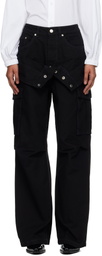 Andersson Bell Black Double Waist Work Wide-Leg Cargo Pants