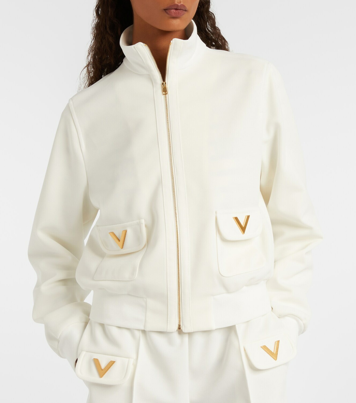 Valentino Logo jersey zip-up sweatshirt