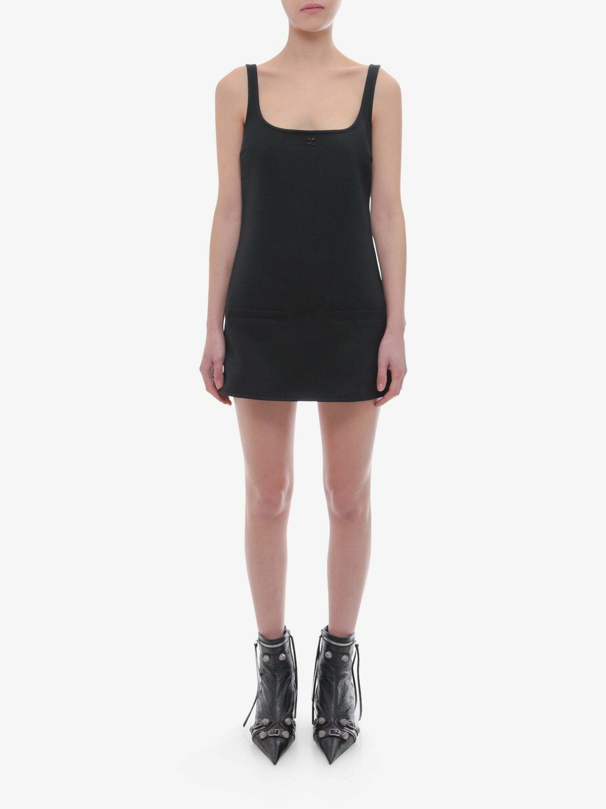 ワンピースその他 COURREGES Women Dresses VESCRO443PL0007 9999 BLACK SLEEVELESS TWILL A-LINE DRESS - courrèges (クレージュ)