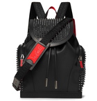 CHRISTIAN LOUBOUTIN - Explorafunk Spiked Rubber-Trimmed Full-Grain Leather Backpack - Black