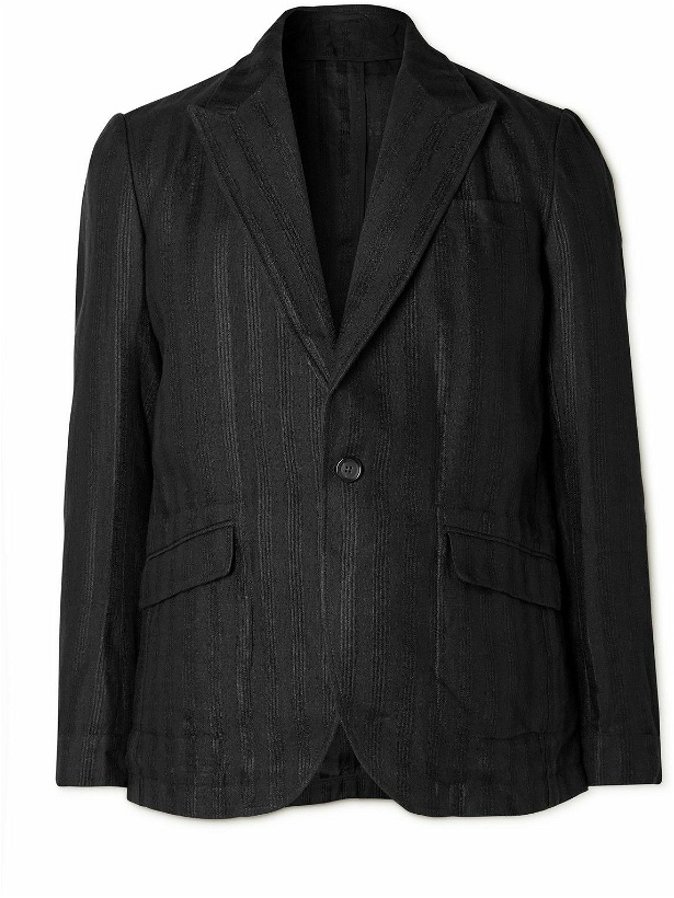Photo: Oliver Spencer - Wyndhams Embroidered Linen Suit Jacket - Black