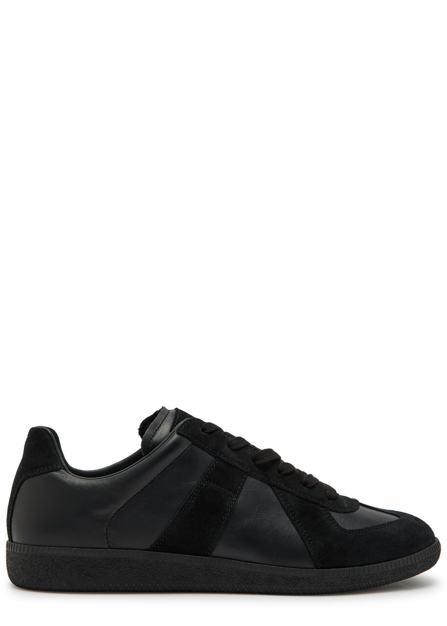 Maison Margiela Replica Panelled Leather Sneakers Black