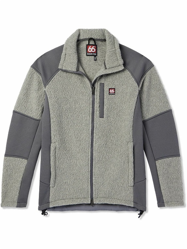 Photo: 66 North - Tindur Logo-Appliquéd Jersey-Panelled Fleece Jacket - Gray