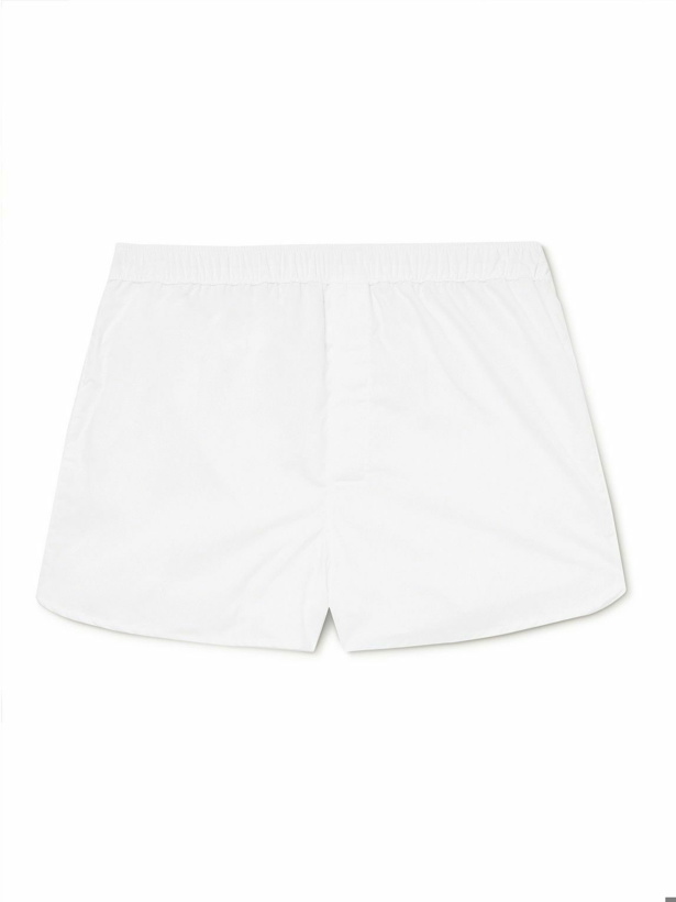 Photo: Derek Rose - Savoy Slim-Fit Cotton Boxer Shorts - White