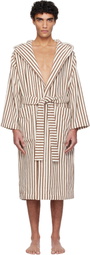 Tekla Off-White & Brown Terry Hooded Bathrobe
