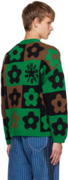 Kenzo Green Kenzo Paris Boke Flower Checkerboard Sweater