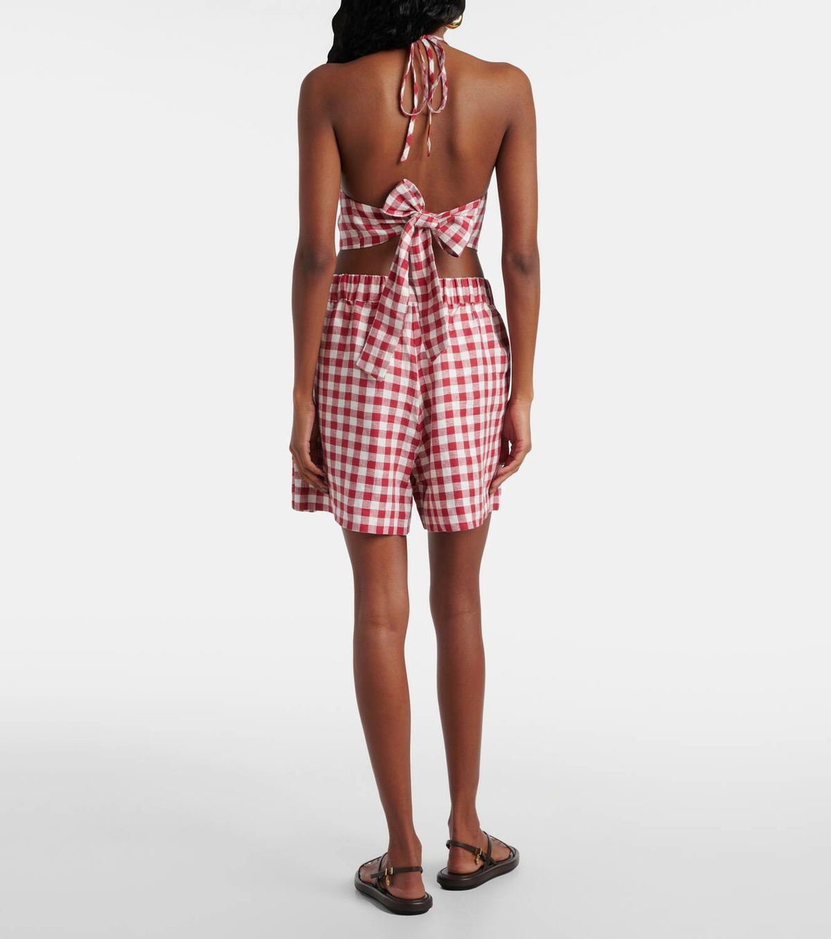 Asceno Gingham linen shorts