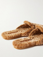 Manolo Blahnik - Montague Shearling Slippers - Brown