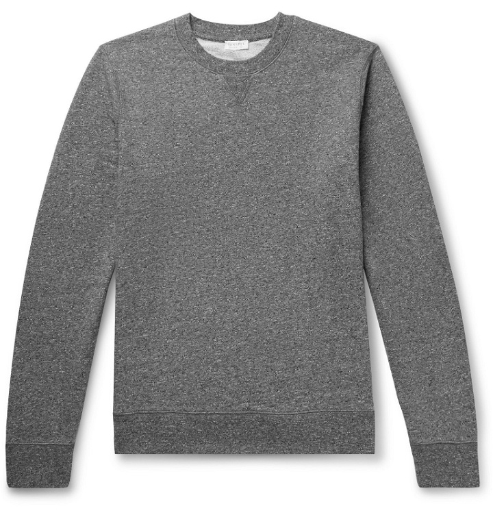 Photo: Sunspel - Mélange Loopback Cotton-Jersey Sweatshirt - Gray