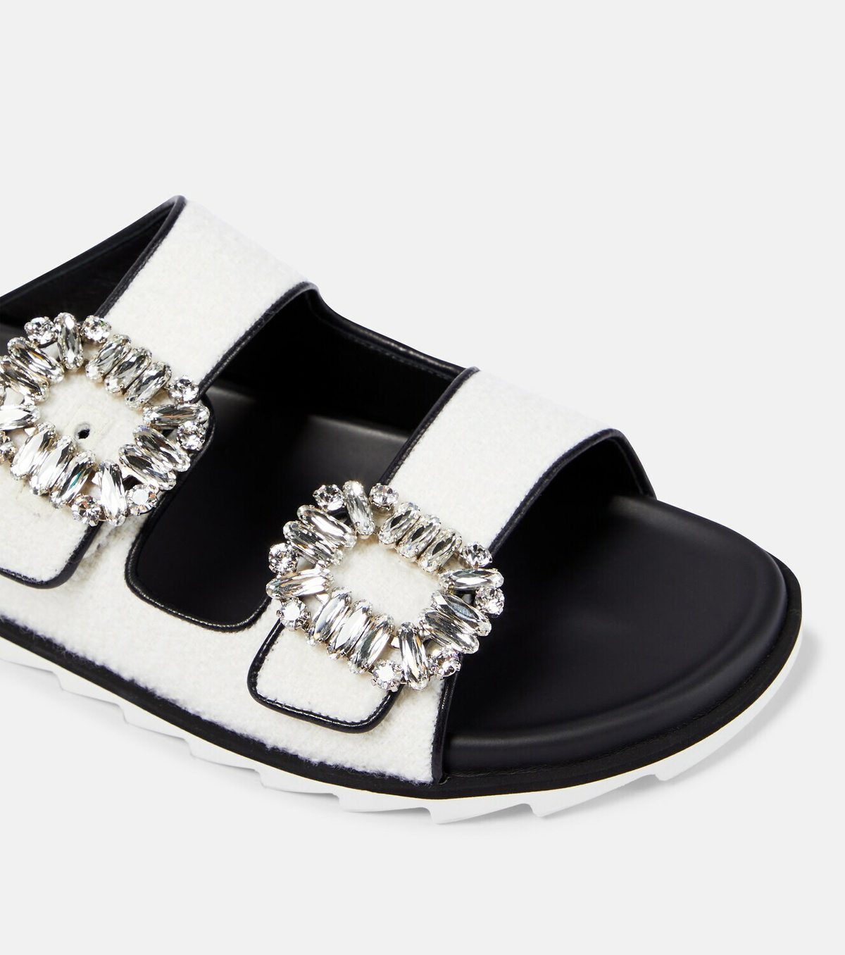 Roger Vivier Slidy Viv' embellished bouclé sandals Roger Vivier