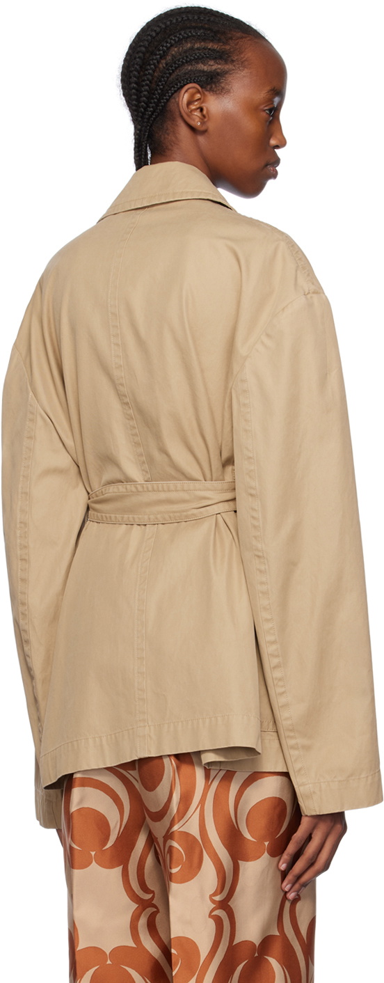 Dries Van Noten: Veston beige à revers tailleur | France