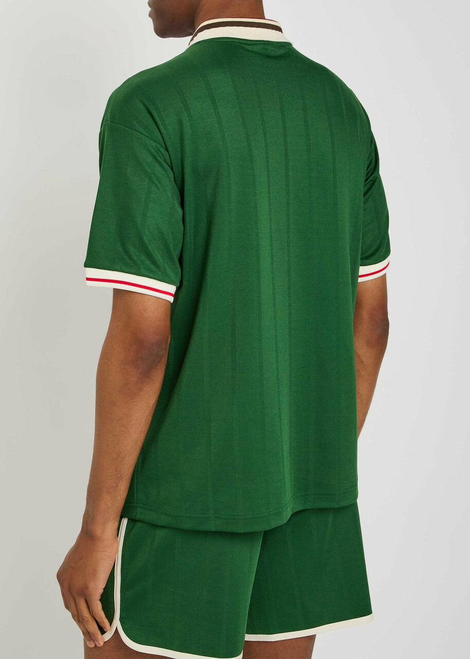 DRÔLE DE Monsieur Polo D Hibiscus Embroidered Jersey Polo Shirt Dark Green