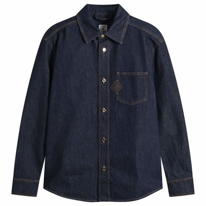 Photo: Casablanca Men's Raw Denim Shirt in Indigo