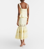 Self-Portrait Belted crochet-trimmed linen and cotton midi dress