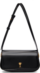 AMI Paris Black Calfskin Leather Paris Paris Shoulder Bag