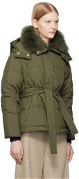 Yves Salomon Green Belted Down Jacket