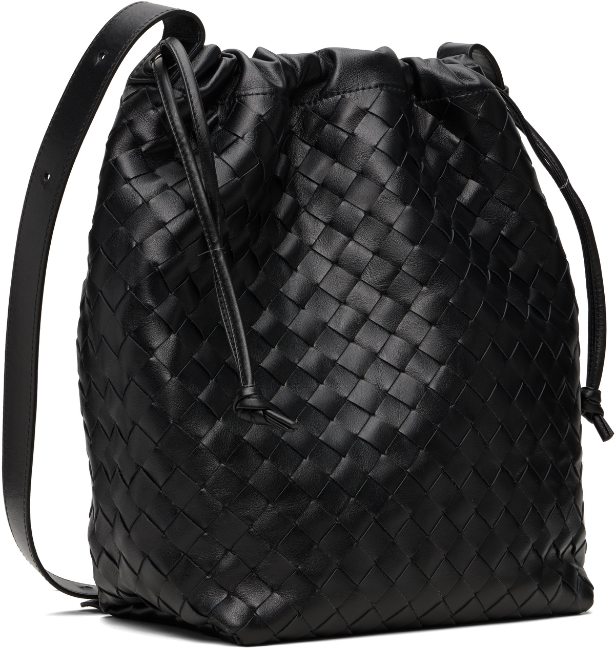Bottega Veneta Black Intrecciato Biblioteca Bucket Tote