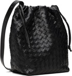 Bottega Veneta Black Intrecciato Biblioteca Bucket Tote