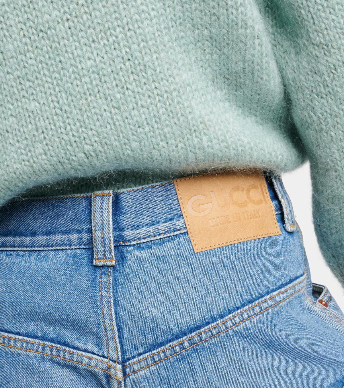 GUCCIジーパン Denim pant with cuffs in dark blue | GUCCI® US