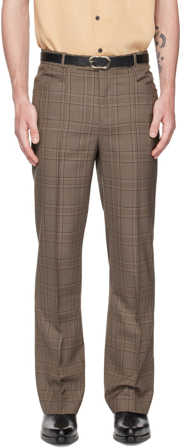 Hampton Beige Checks-Plaid Premium Wool Blend Pant For Men