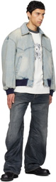 We11done Blue Western Harrington Denim Jacket