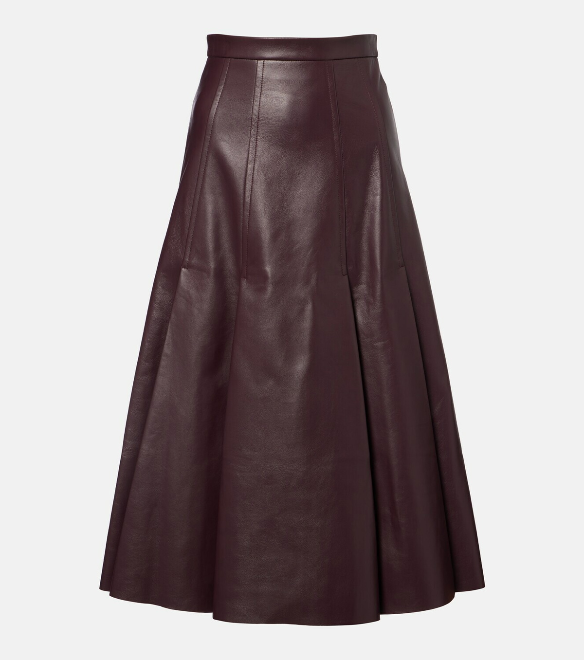 Emilia Wickstead Kensie high-rise leather midi skirt