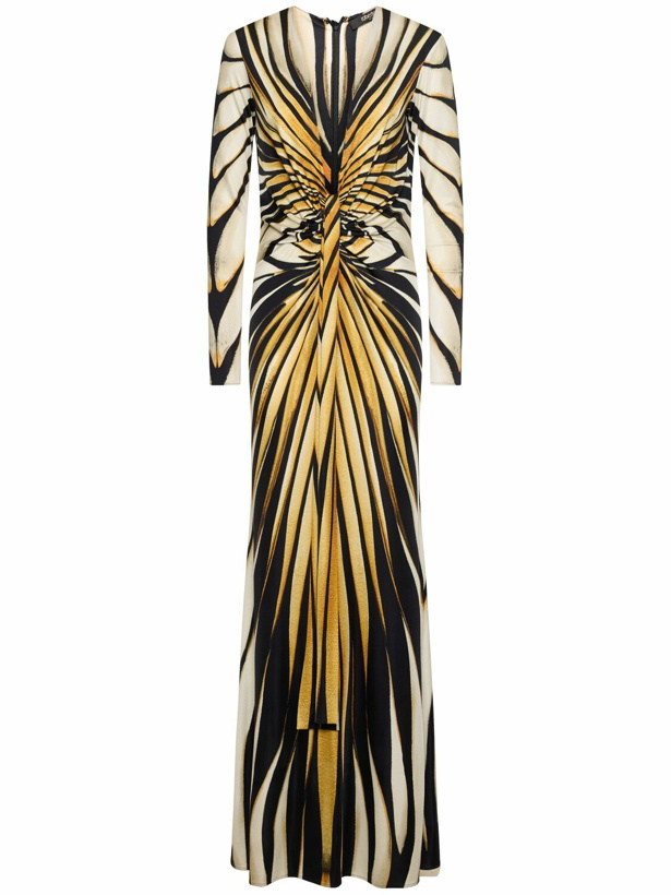 Photo: ROBERTO CAVALLI Ray Of Gold Printed Viscose Long Dress