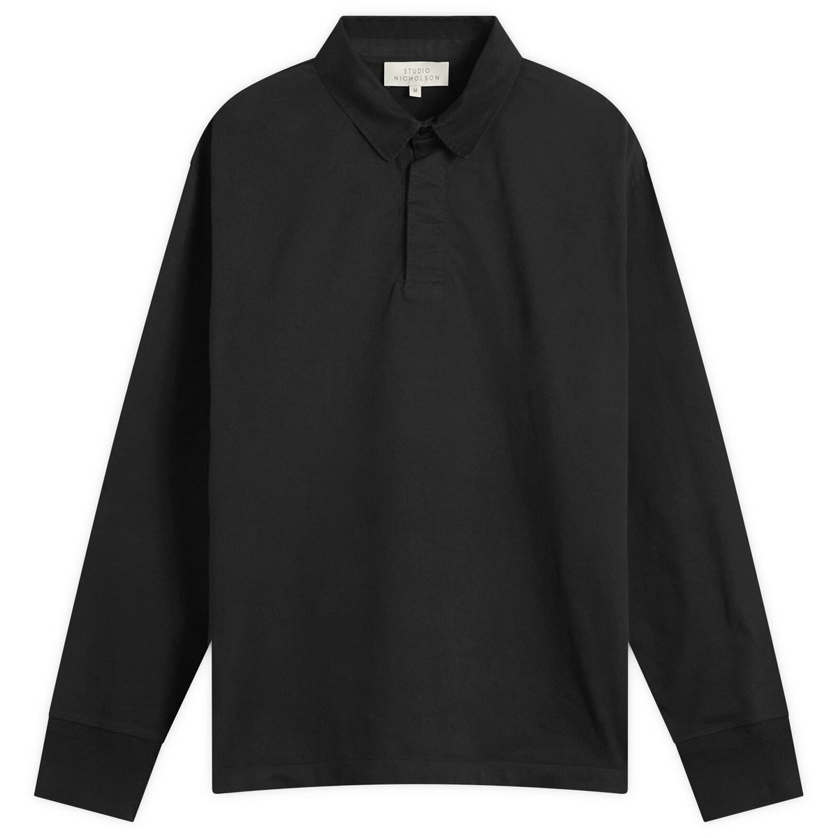 Studio Nicholson Men's Noe Long Sleeve Knit Polo Shirt in Moss