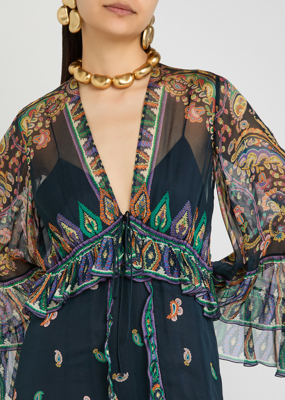 Etro Printed Silk-chiffon Maxi Dress Black