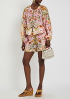 Borgo DE Nor Bizzy Floral-print Ramie Shorts Purple