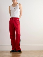 LOEWE - Straight-Leg Logo-Embroidered Striped Tech-Jersey Sweatpants - Red