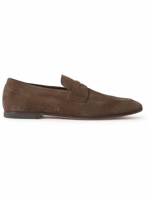 Photo: Tod's - Suede Penny Loafers - Brown