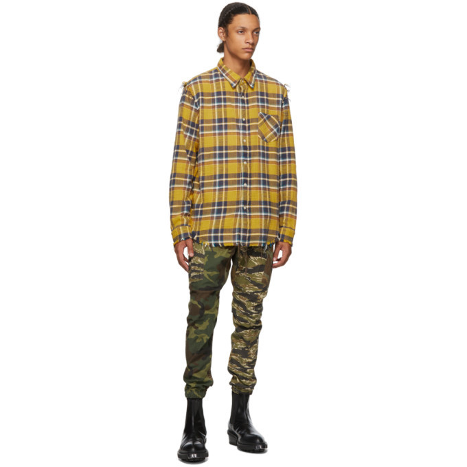 R13 Yellow Check Frayed Shirt R13