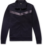 A.P.C. - Jessy Slim-Fit Velvet-Trimmed Cotton-Jersey Track Jacket - Men - Navy