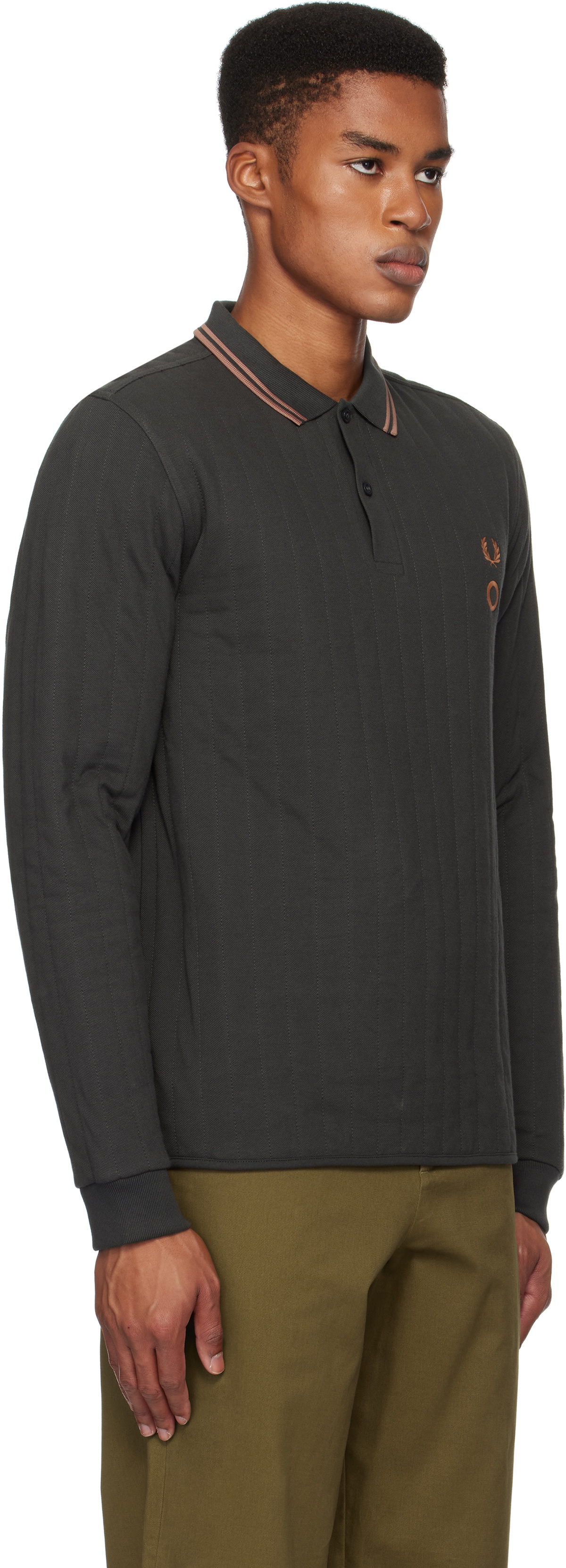 Craig Green Gray Fred Perry Edition Long Sleeve Quilted Polo