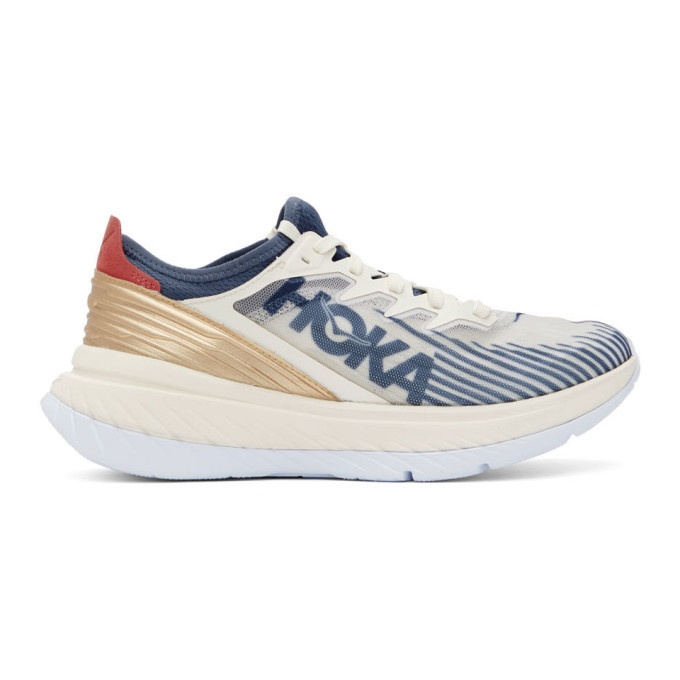 Photo: Hoka One One Off-White and Blue Carbon X-SPE Sneakers
