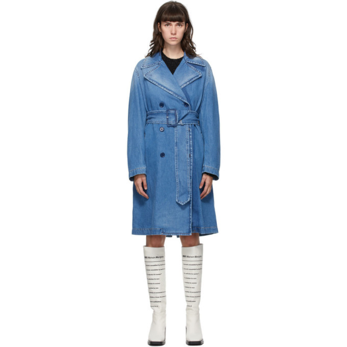 Alexander McQueen Men's blue denim trench coat