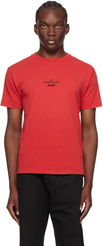 Photo: Stone Island Red 'Archivio' T-Shirt