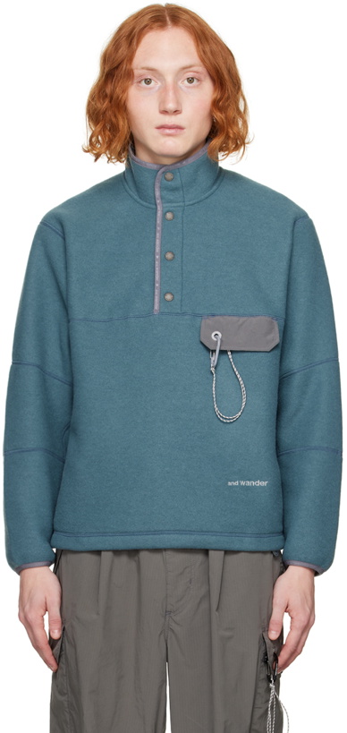 Photo: and wander Blue Embroidered Sweatshirt