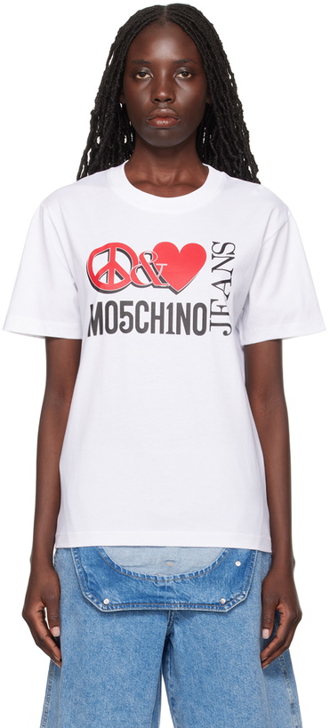 Photo: Moschino Jeans White 'Peace & Love' T-Shirt