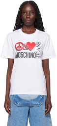 Moschino Jeans White 'Peace & Love' T-Shirt