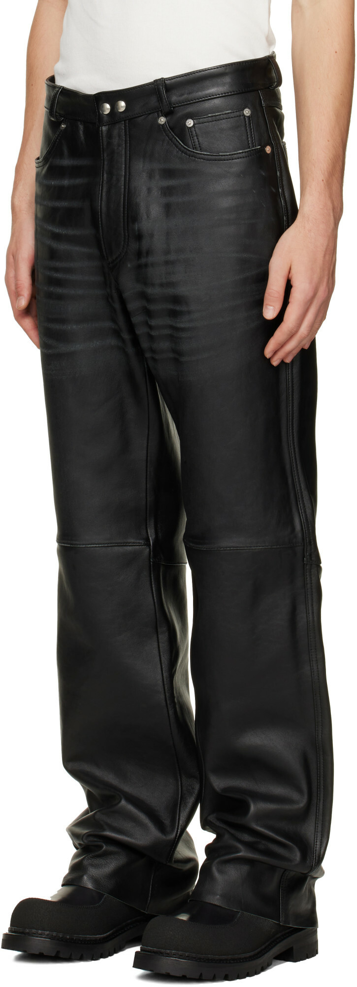 OUR LEGACY Black Carlson Cut Leather Pants