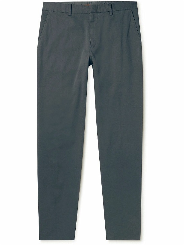 Photo: Zegna - Tapered Stretch-Cotton Trousers - Gray