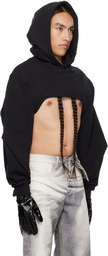 Mugler Black Cropped Hoodie